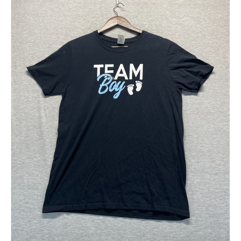 Gildan Softstyle T-Shirt Mens Medium Black Team Boy Graphic Cotton Everyday Wear